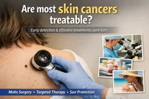 Are most skin cancers treatable with early detection and proper care